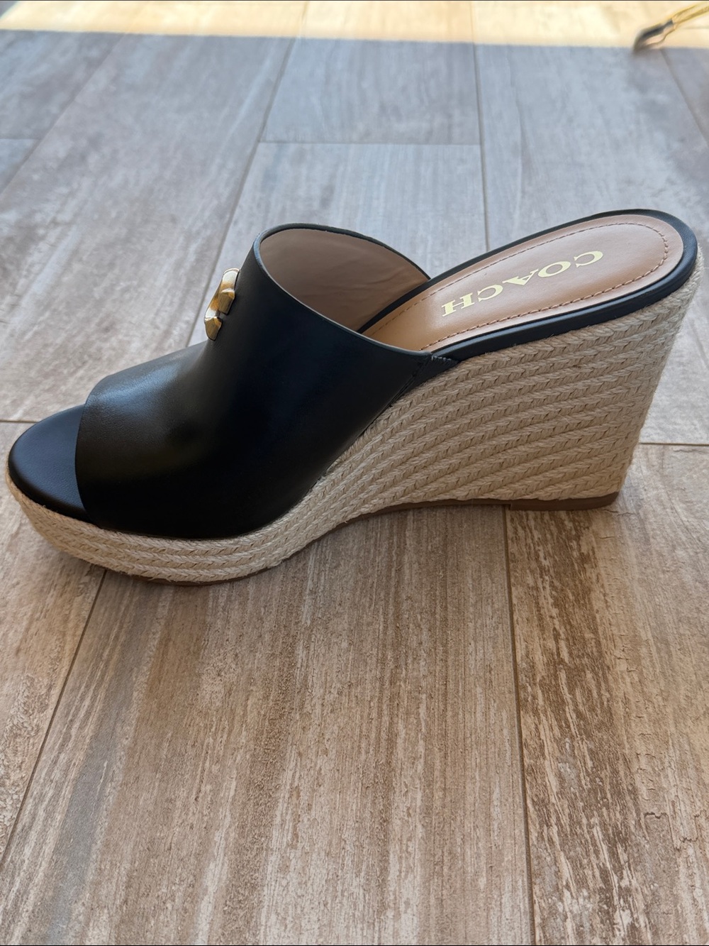 NWOT Coach Black Gloria Espadrille Platform Wedges Size 8B - Picture 2 of 6